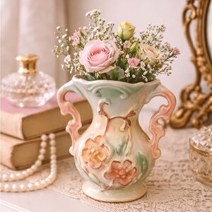 Vintage Brazilian Porcelain Vase Pastel Floral 5”